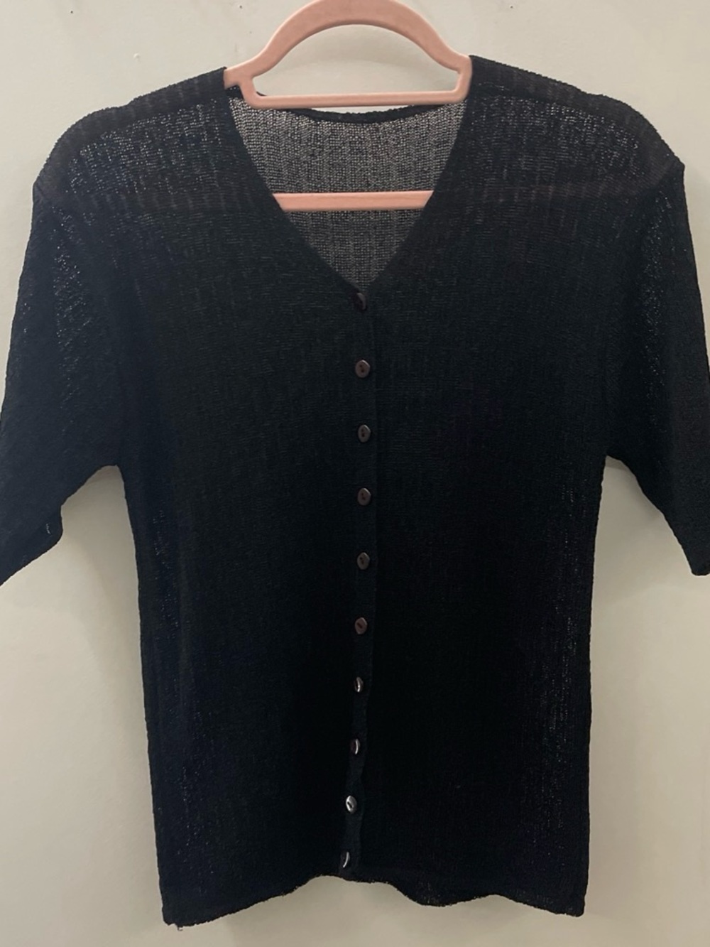 Black Button-Down Knit Top - Classic Women's Shirt